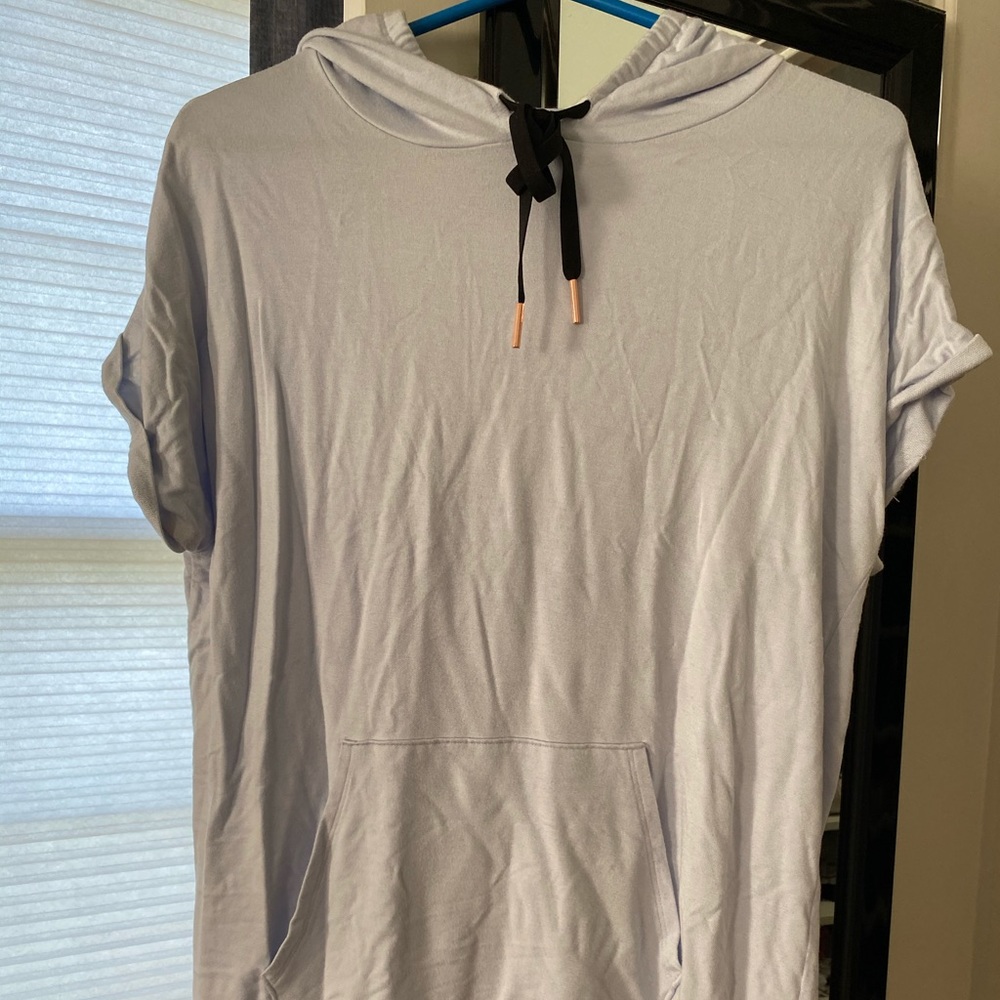 Beyond yoga tunic length short sleeve hoodie